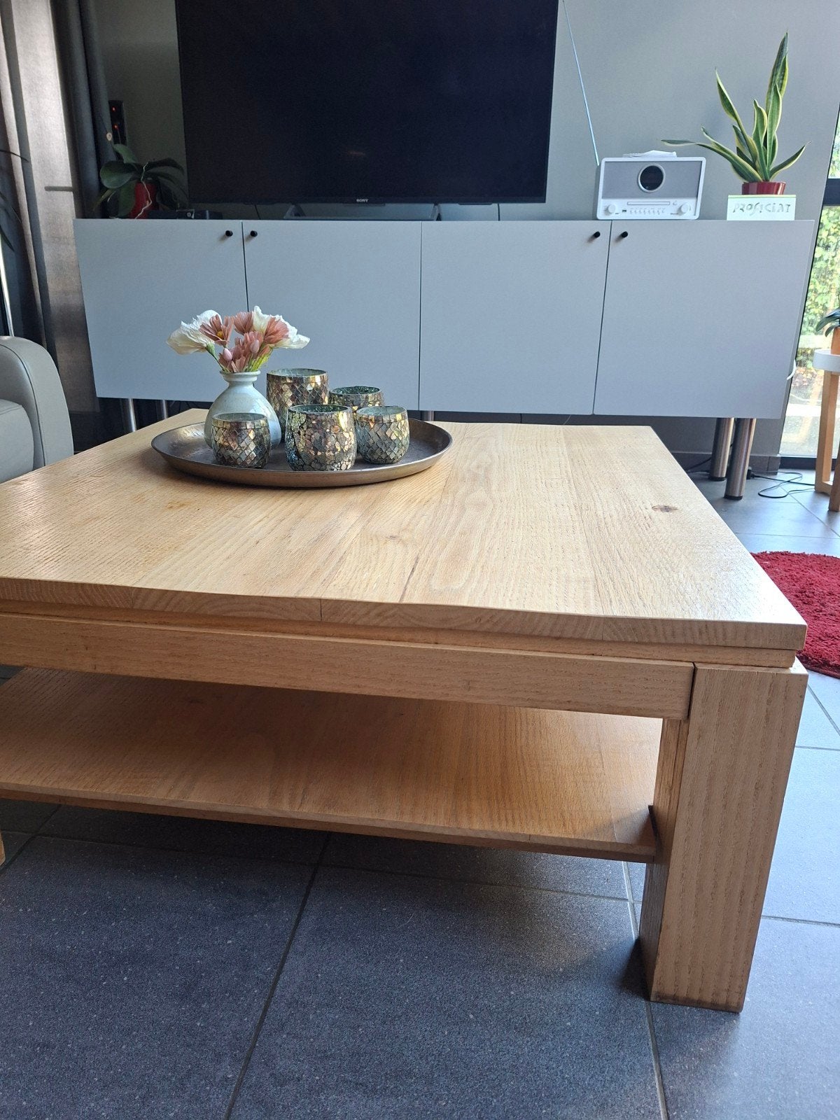 Table basse entièrement en chêne, Maison & Meubles, Landelijk modern, Moins de 50 cm, 50 à 100 cm, Carré