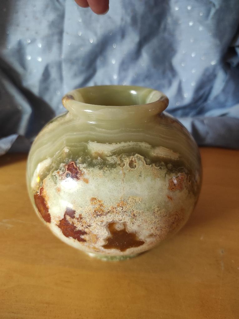 Schattige marmeren onyx groene vaas, Antiek en Kunst, Ophalen