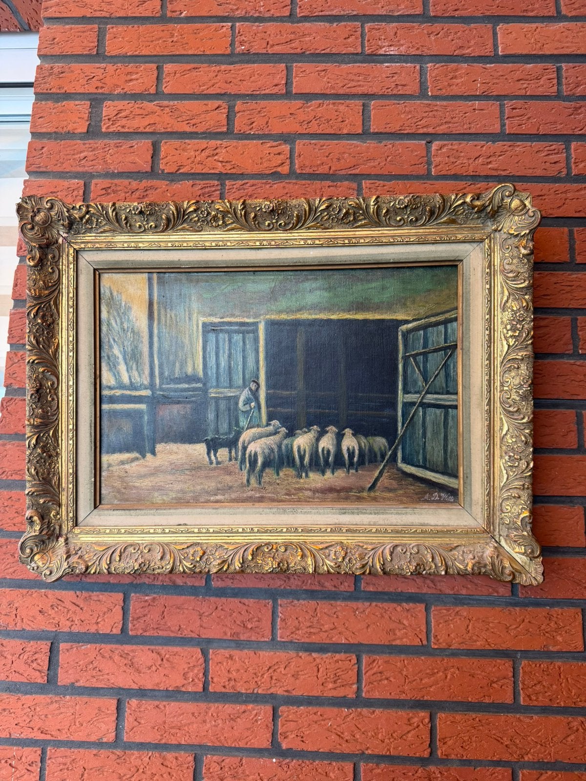Mooi schilderij A.De witte, Enlèvement ou Envoi, Peinture à l'huile, Animaux, Signé