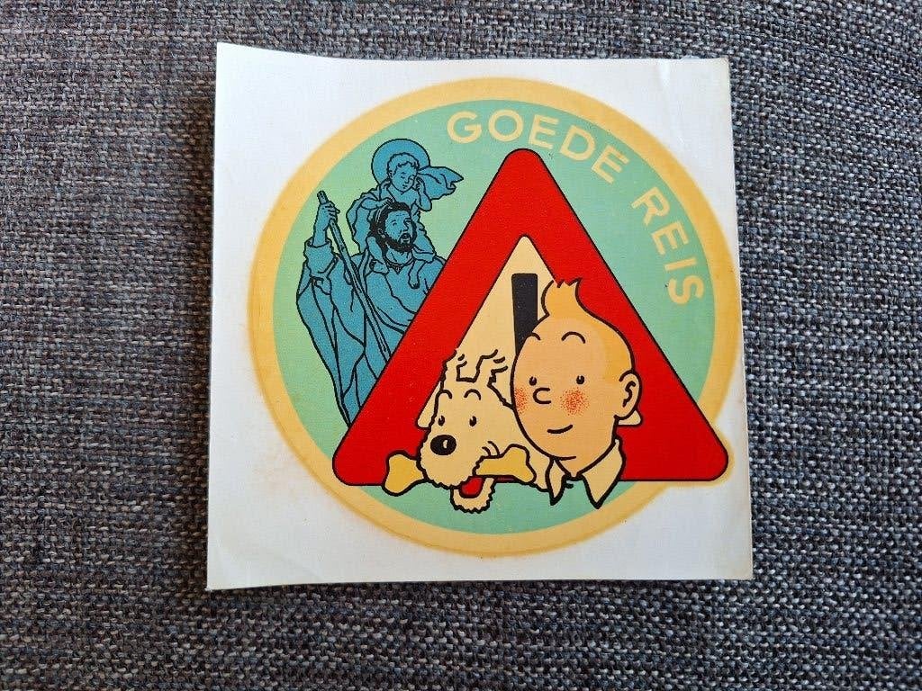 Herge Kuifje - Autosticker Goede Reis Lombard, Verzamelen, Ophalen of Verzenden, Kuifje, Gebruikt, Plaatje, Poster of Sticker