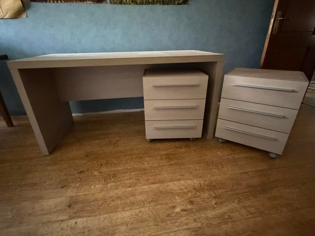 Bureau met 2 kasten, Huis en Inrichting, Bureaus, Ophalen, Met wielen, Zo goed als nieuw