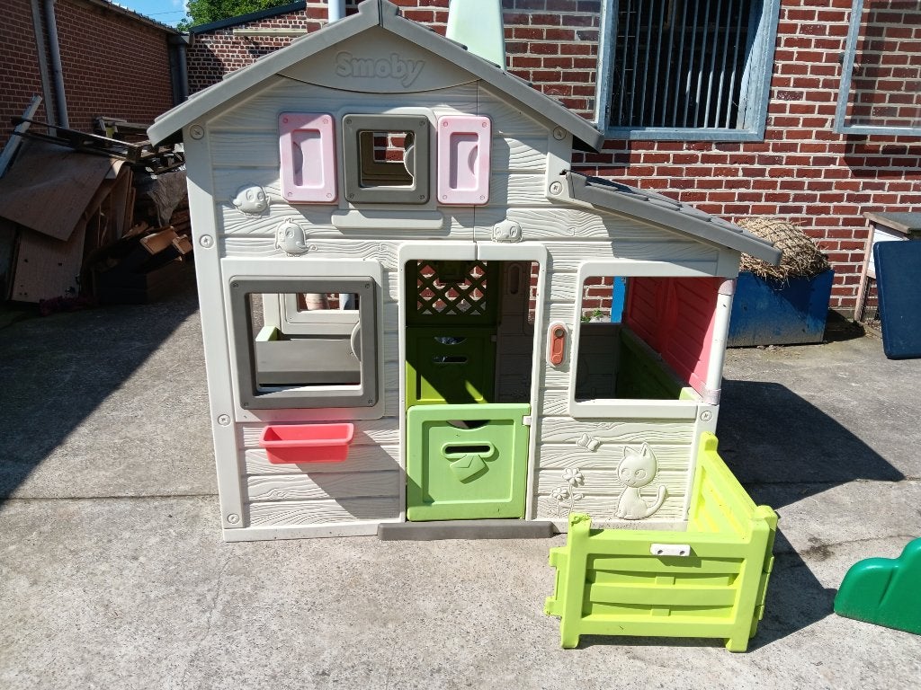 speelhuisje smoby + glijbaan smoby, Ophalen, Gebruikt, Klimwand