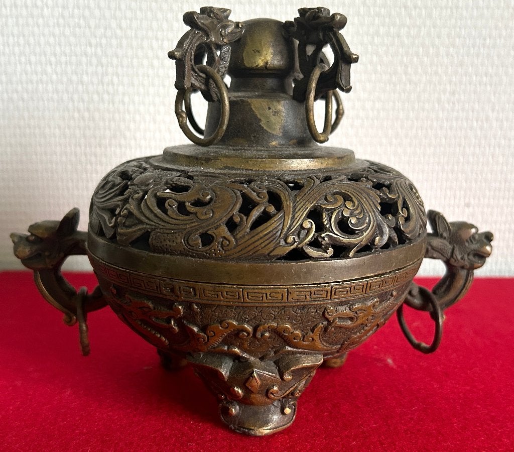 Large Ancien Brûleur d'Encens du Tibet en Bronze, Antiquités & Art, Art | Art non-occidental, Tibet, Enlèvement ou Envoi, Bronze
