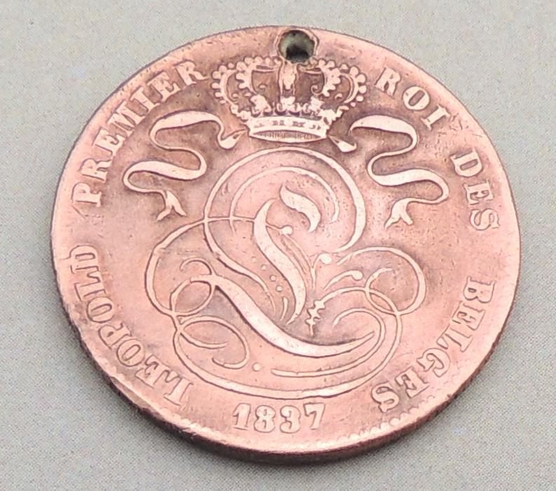 1837 5 centimes L1 (avec petit trou), Postzegels en Munten, Verzenden, Metaal, Losse munt