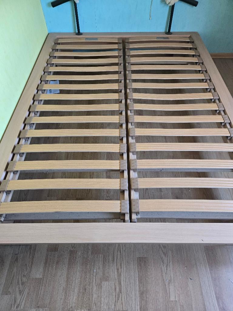 Bed, Huis en Inrichting, Slaapkamer | Bedden, Ophalen, Gebruikt, Beige, Tweepersoons