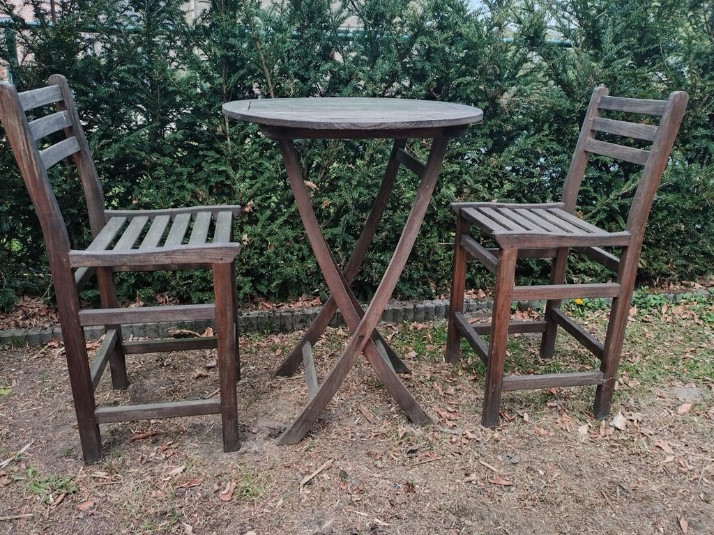 Teak bartafel en 2 barstoelen, Ophalen