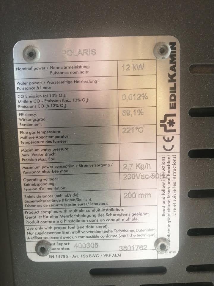 EDILKAMIN 12KW Pellets, 800 watts ou plus, Enlèvement, Utilisé, Poêle