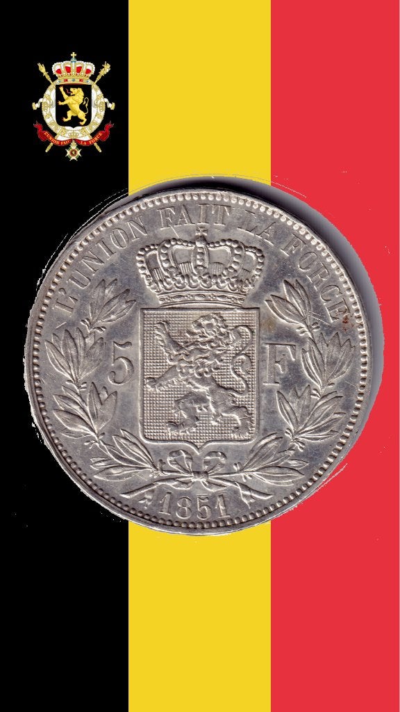 5 francs 1851 - Léopold I, Enlèvement ou Envoi, Monnaie en vrac, Argent, Argent