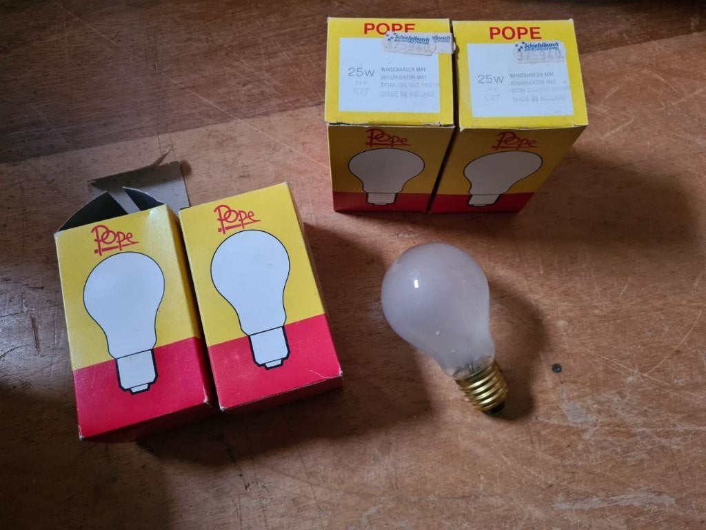 10 Pope Windcharger gloeilampen, 25W-24V-Frosted, Nieuw, E27 (groot), Overige merken, Warm wit