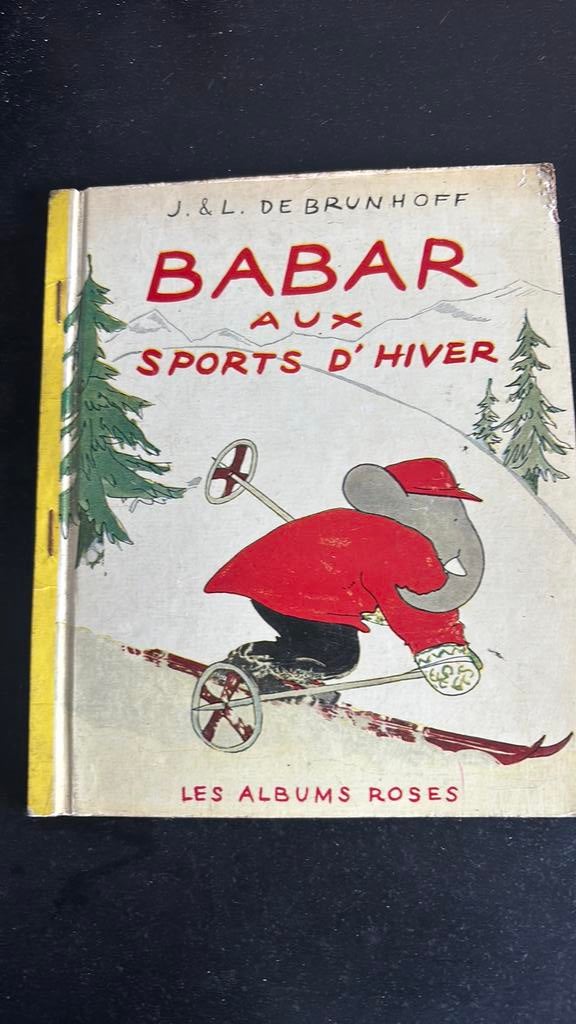 Livre ancien Babar aux sports d'hiver 1952, Antiquités & Art, Envoi