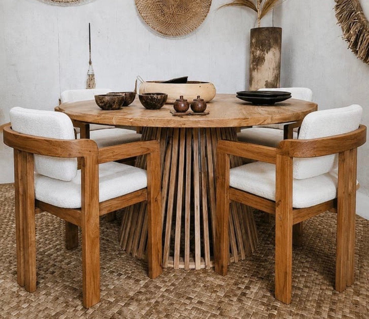 Boho tafel met 4 stoelen, Enlèvement, Comme neuf