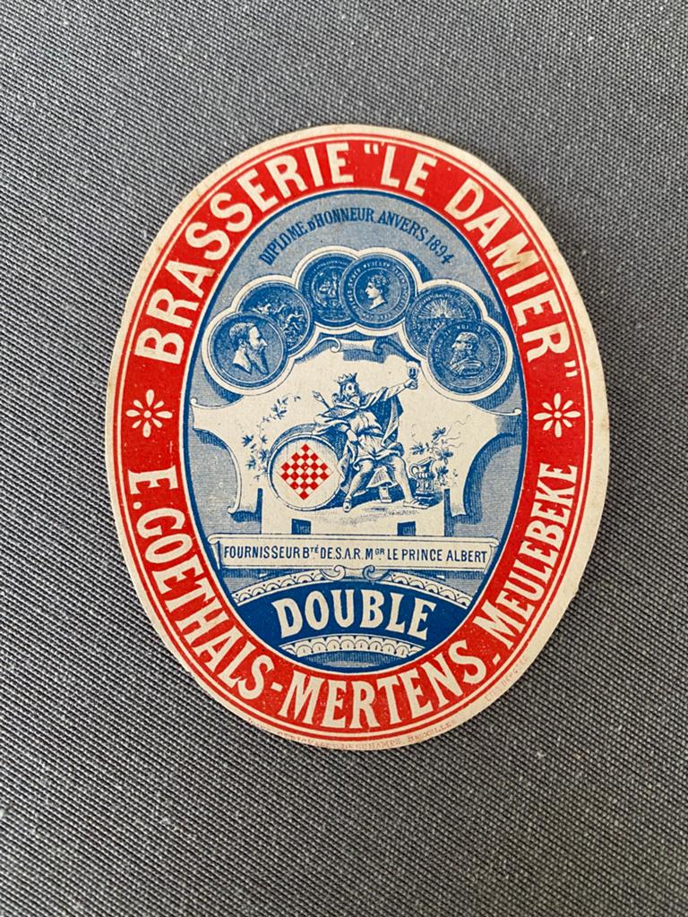 Oud bier etiket brouwerij brasserie LE DAMIER te MEULEBEKE, Ophalen of Verzenden, Zo goed als nieuw