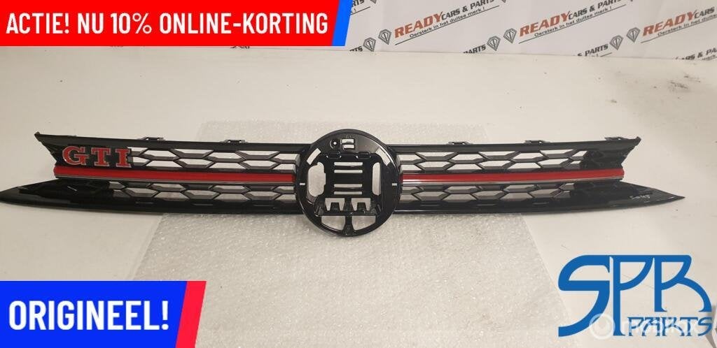 POLO 2G GTI AW1 HOOGGLANS ZWART Grille ROOD GTI LOGO EMBLEEM, Gebruikt, Volkswagen, Ophalen of Verzenden, Volkswagen