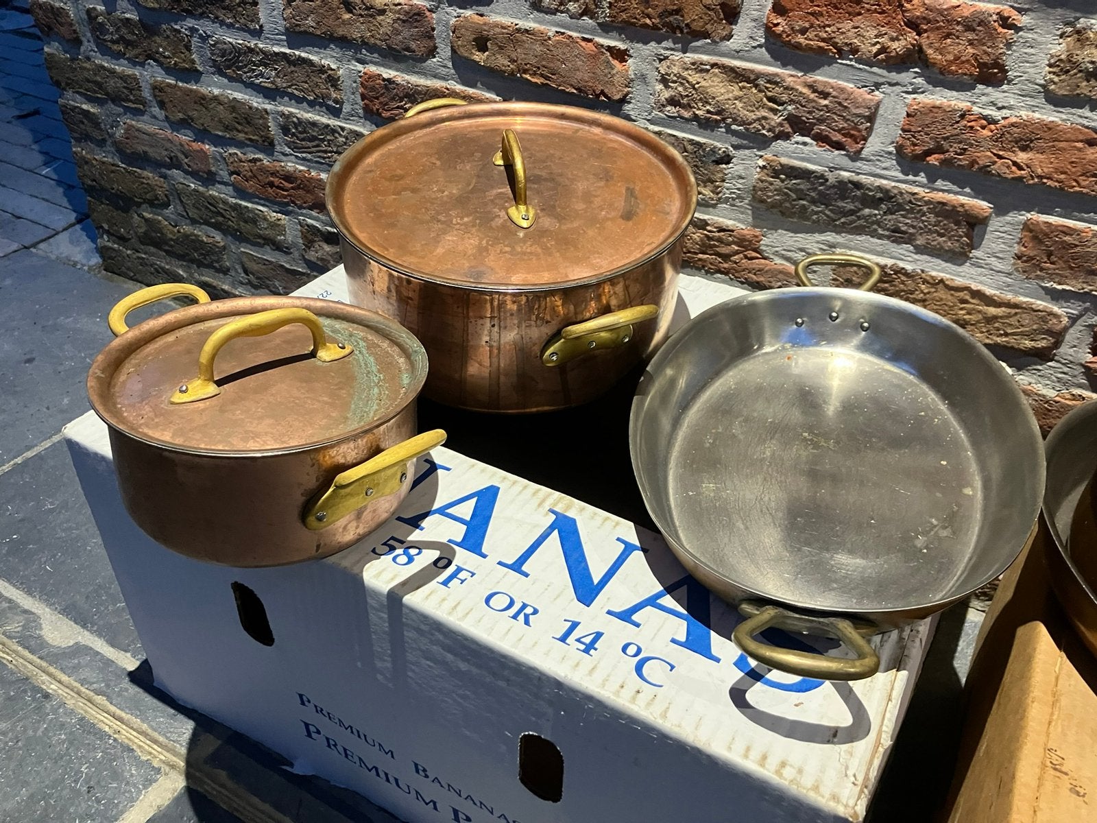 Set koperen potten en pannen, Enlèvement, Utilisé, Cuivre