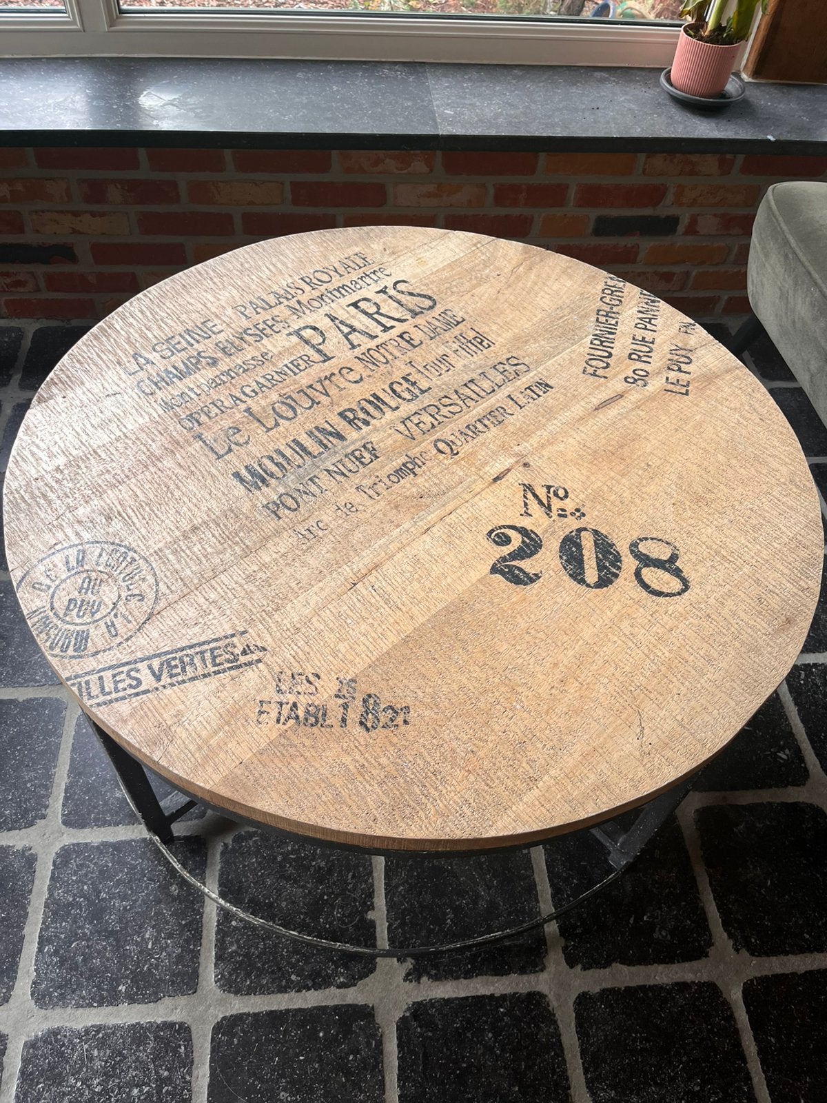 Landelijk industriële ronde salontafel, Ophalen, Gebruikt, 50 tot 100 cm, Rond