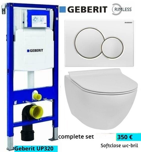 Geberit UP320 Toiletset / Rimless / Softclose WC-bril / Wit, Bricolage & Construction, Enlèvement, Neuf, Toilettes