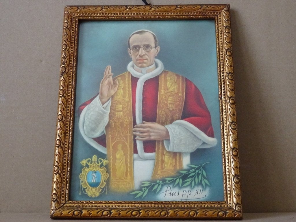 Vintage prent gedrukt portret paus Pius XII 21x27cm 1939, Verzamelen, Ophalen of Verzenden, Gebruikt, Overige typen, Christendom | Katholiek