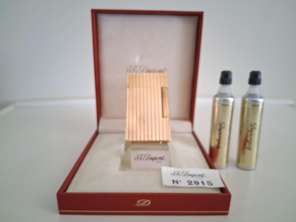 Dupont Aansteker L2 Verguld Goud Kleur Met PING Geluid., Verzamelen, Ophalen of Verzenden, Gebruikt, Aansteker