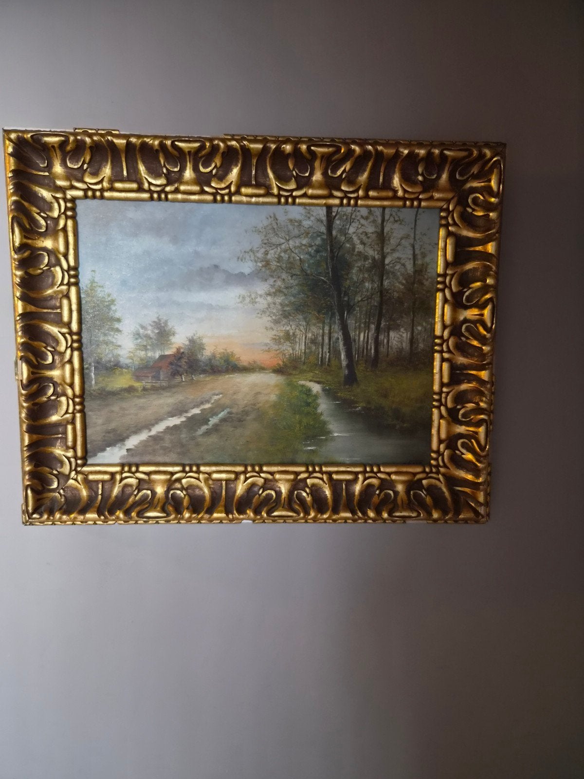 schilderij landschap op paneel E vernin, Antiek en Kunst, Ophalen, Landschap, Paneel