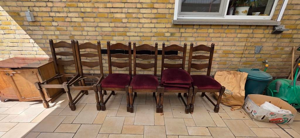 6 Stoelen met mooie zitting,, Huis en Inrichting, Ophalen, Hout