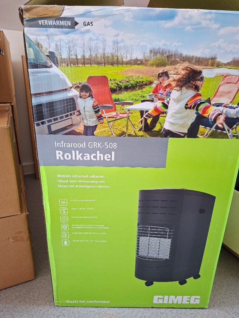Gimeg GRK-508 Deluxe gaskachel + VOLLE gasfles, Ophalen, Gas, Nieuw, Vrijstaand