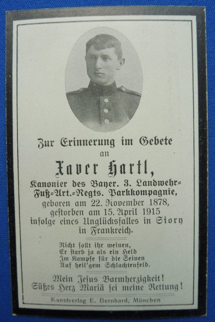 WO1 Bidprentje (1915)  Beierse Zware Artillerie. Lotharingen, Collections, Objets militaires | Général, Envoi, Armée de terre