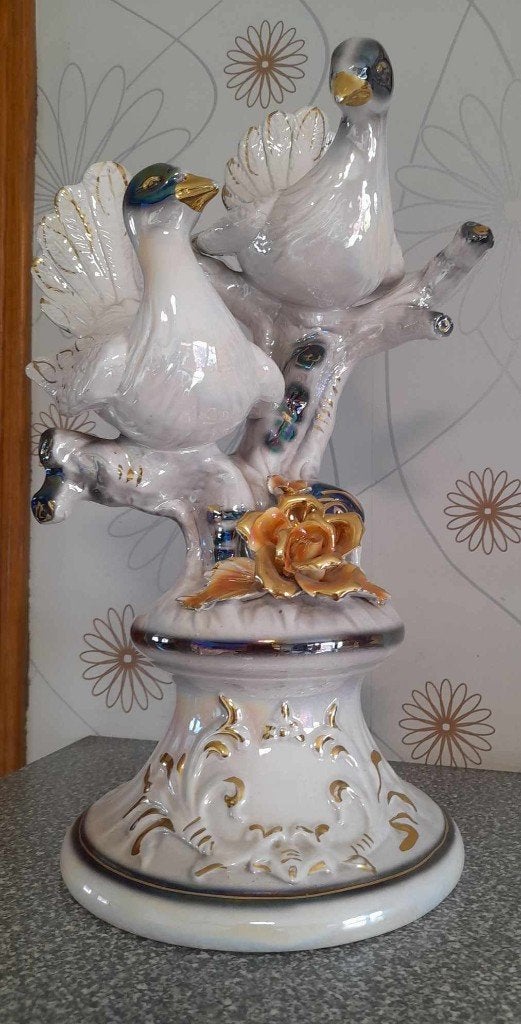 Beeld van 2 duiven "Capodimonte", Enlèvement ou Envoi, Comme neuf, Animal