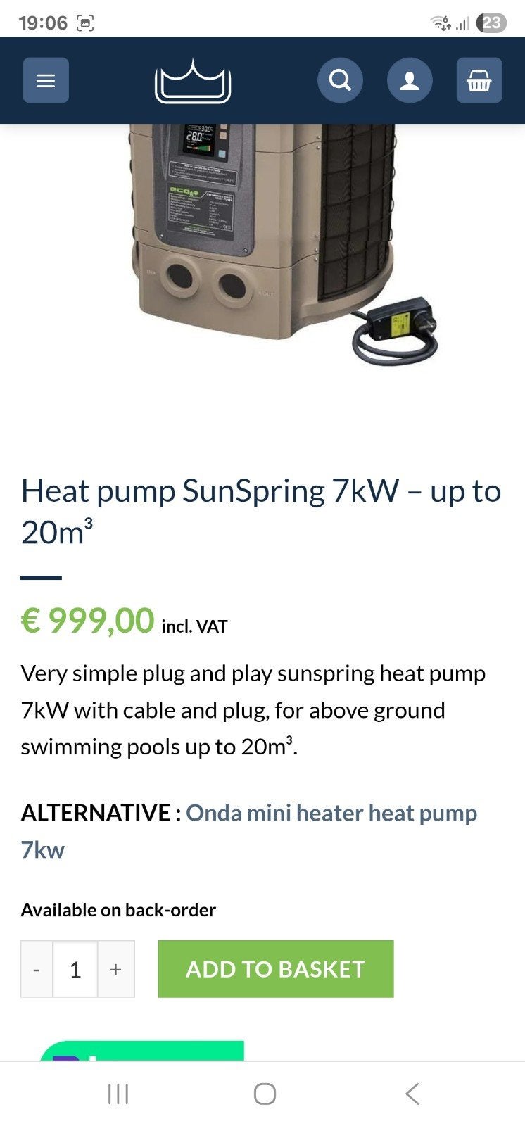 Zwembad warmtepomp 7kw, Ophalen
