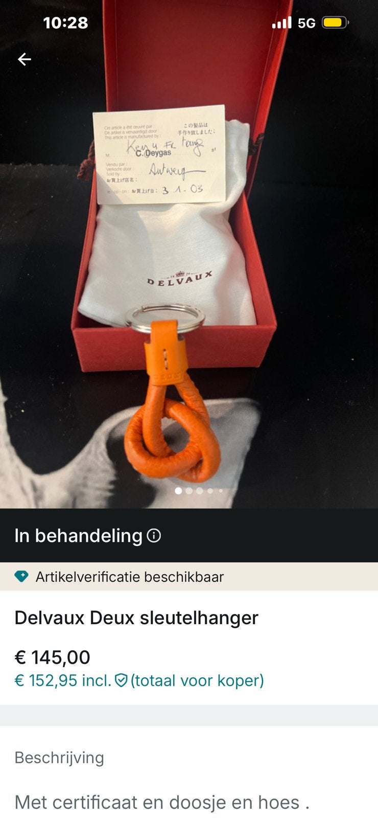 Porte-clés Deux de Delvaux, Enlèvement ou Envoi, Neuf, Orange, Autres types