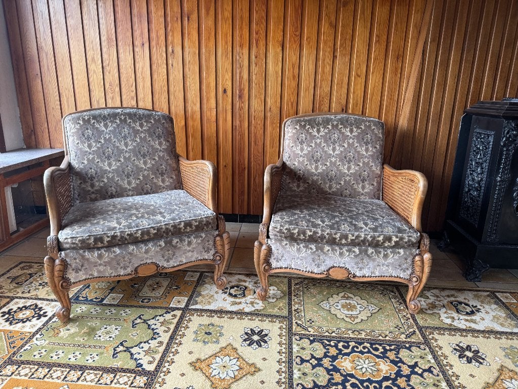 Crapaud stoelen met rotan touch - set van 2, Maison & Meubles, Bois, Enlèvement, Utilisé, Deux