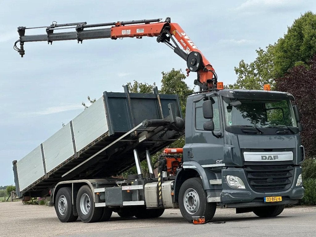 DAF CF 370 EURO6!6x2!KRAAN/KRAN/KABEL/ABROLLKIPPER!2014! DK1, Auto's, Automaat, Verwarmde buitenspiegels, 271 kW, Bedrijf