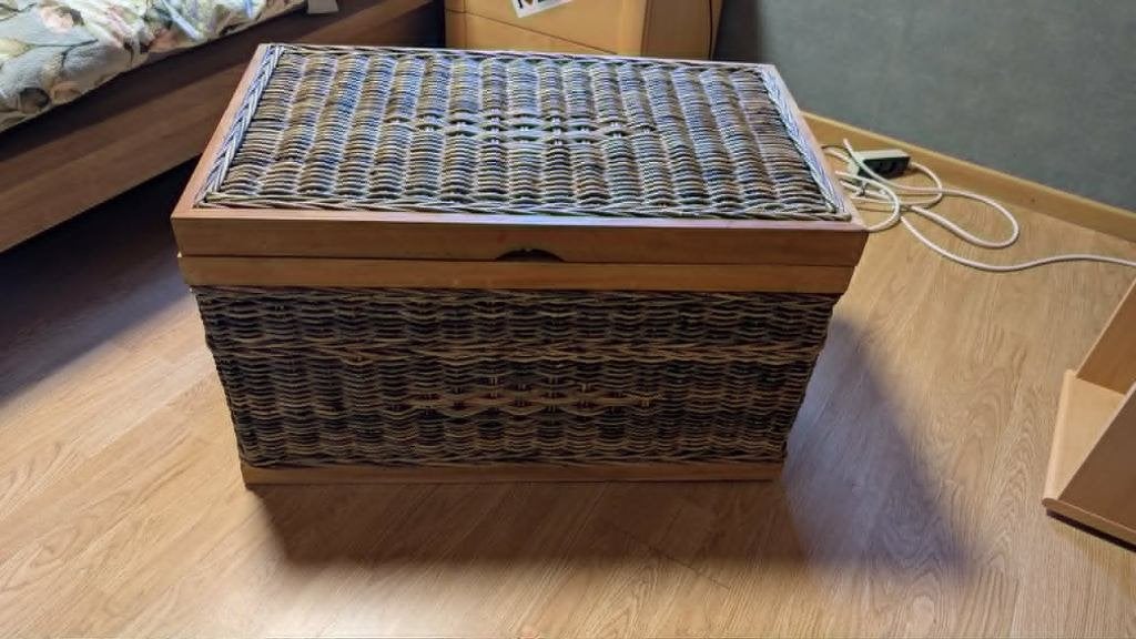 Rieten opbergkoffer, Huis en Inrichting, Ophalen, Hout, Zo goed als nieuw, Modern