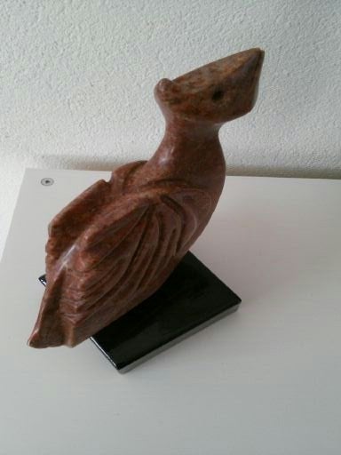 FANTASIEVOGEL - BEELD uit STEEN - uniek handwerk., Brun, Asie, Pierre ou céramique, Oiseau