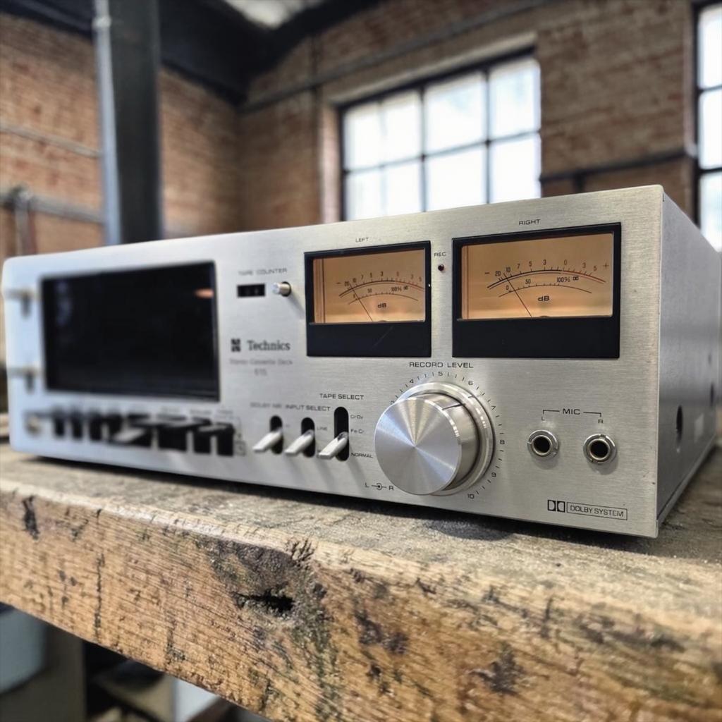 Vintage grijze Technics 615 cassettedeck, Audio, Tv en Foto, Cassettedecks, Verzenden