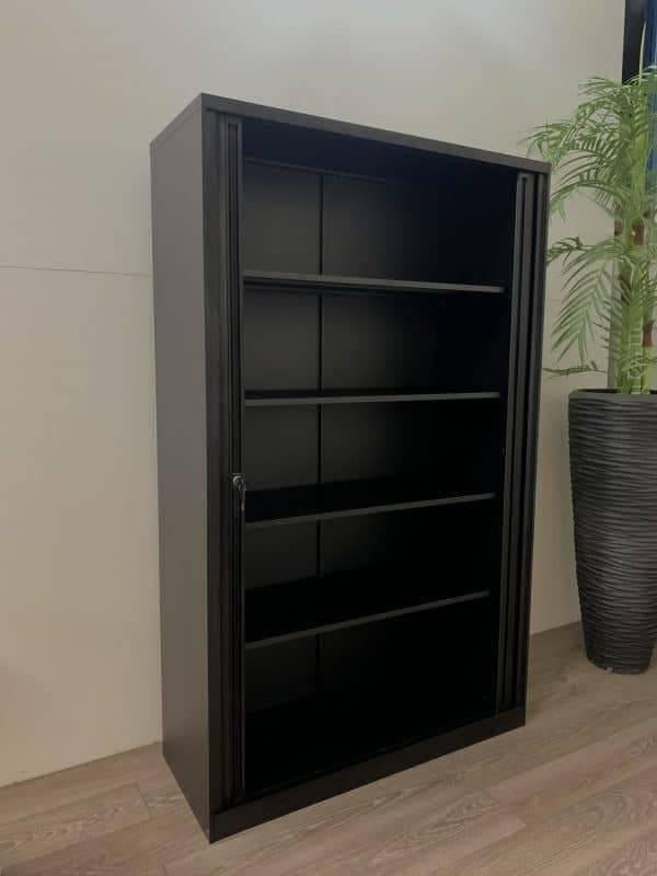 Nieuwe Zwarte Roldeurkast 195 cm Hoog | Archiefkast, Ophalen of Verzenden, Kunststof