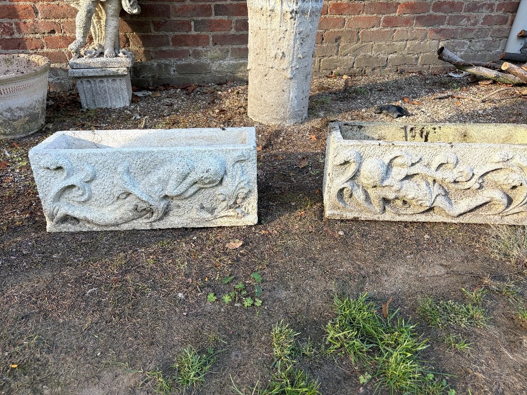 Betonnen bloembakken (4x), Tuin en Terras, Ophalen, Gebruikt, Beton, Rechthoekig