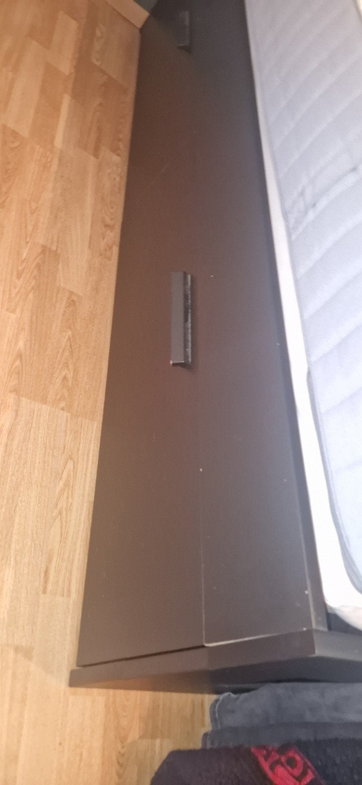 ikea brimnes bed zwartbruin + 2 lattebodems, Huis en Inrichting, Ophalen, Gebruikt, Zwart, Tweepersoons