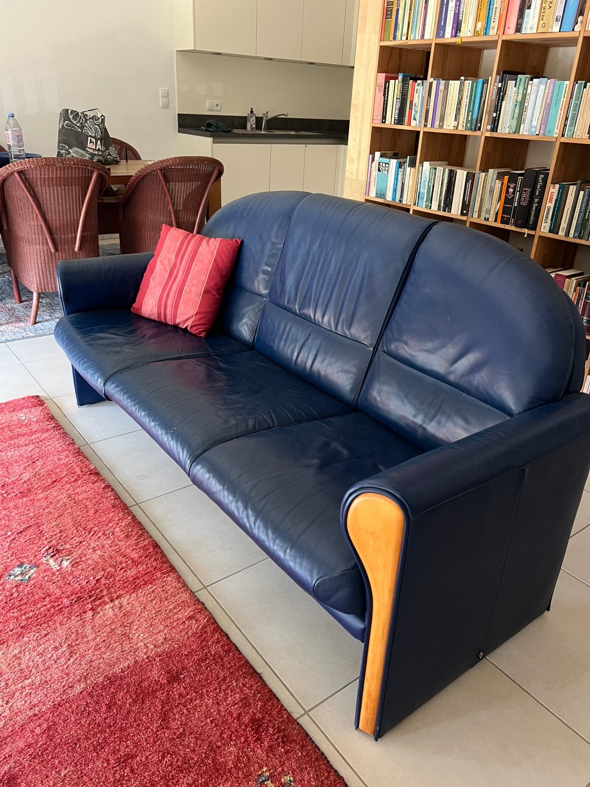 Originele Yori 3 zit - blauw leder, Ophalen, Gebruikt