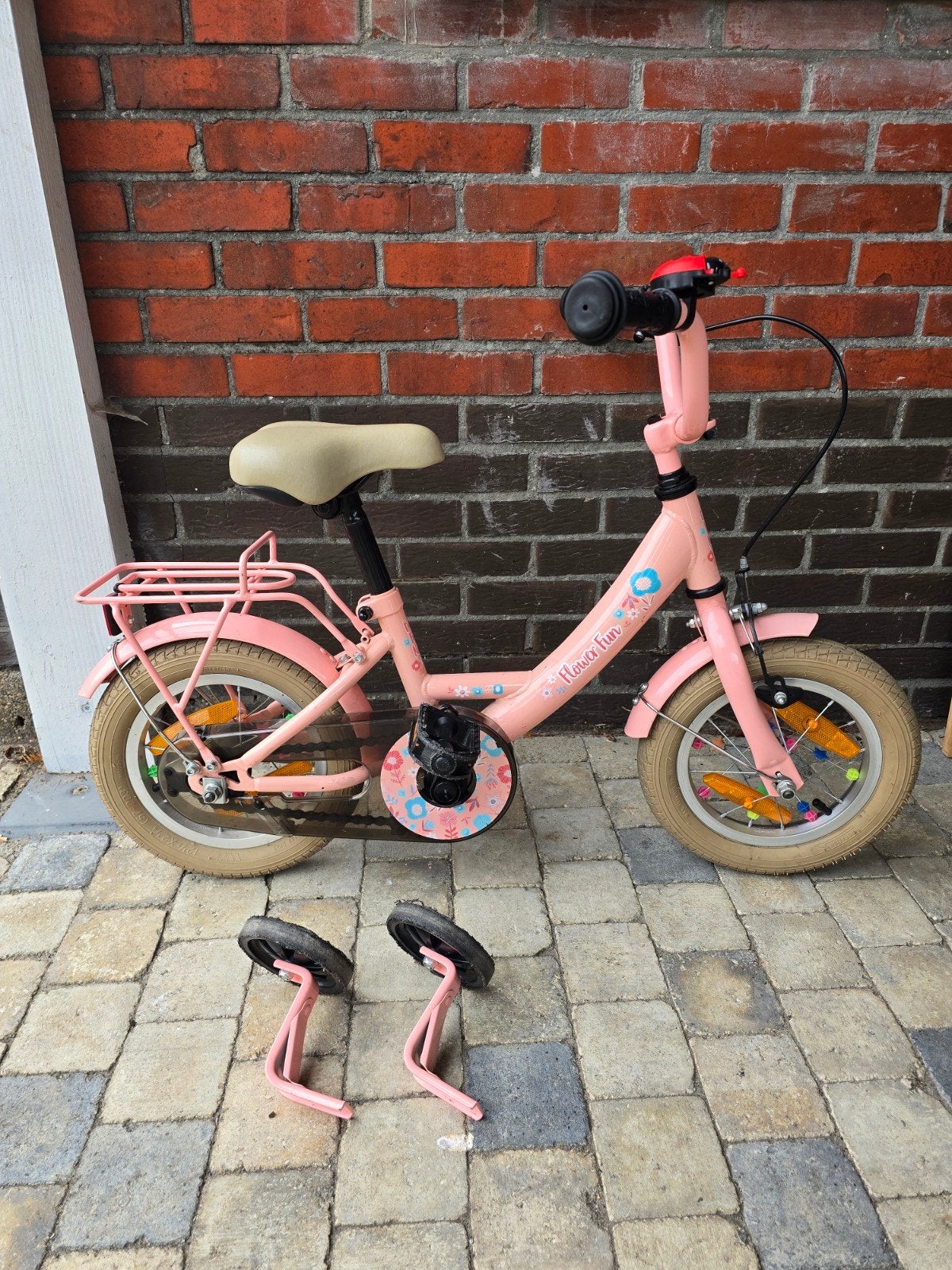 kinder fiets flower fun 12 inch met zijwieltjes, Fietsen en Brommers, Ophalen, Zijwieltjes