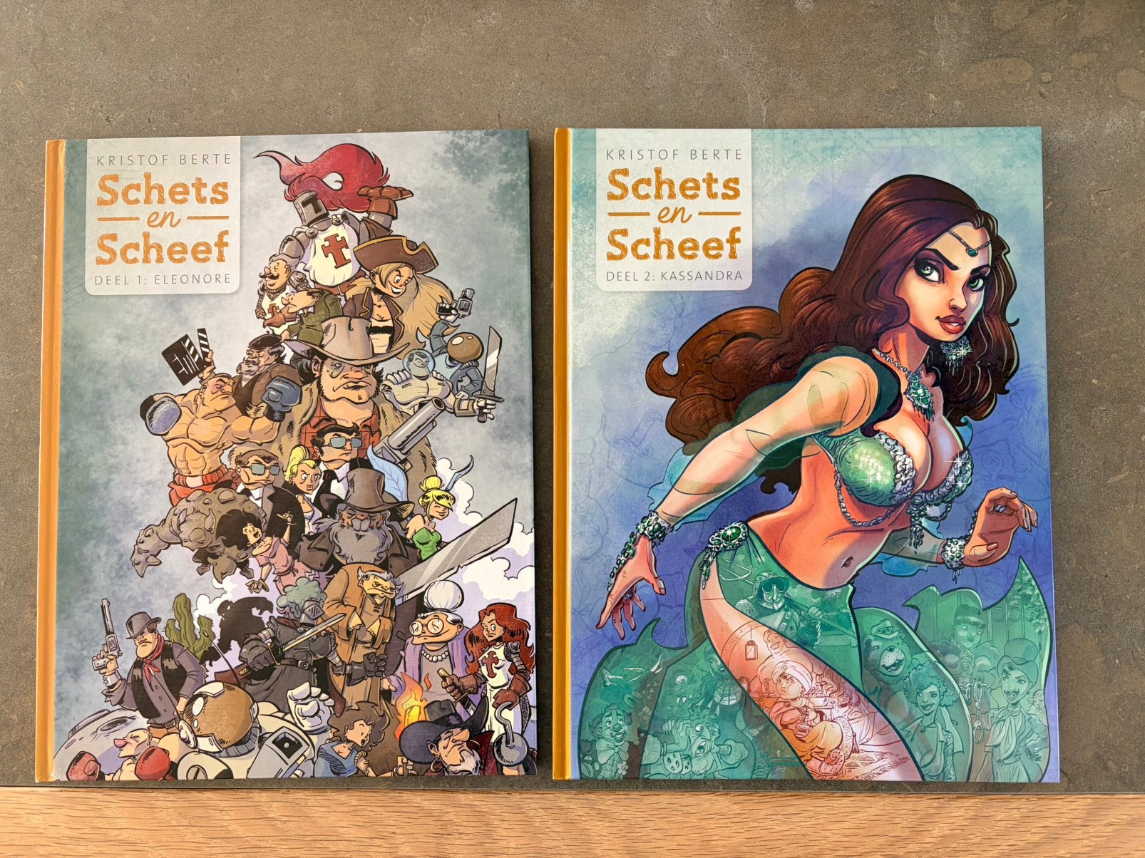 2 hardcover strips Schets en Scheef, Meerdere stripboeken, Ophalen of Verzenden, Zo goed als nieuw, Kristof Berte