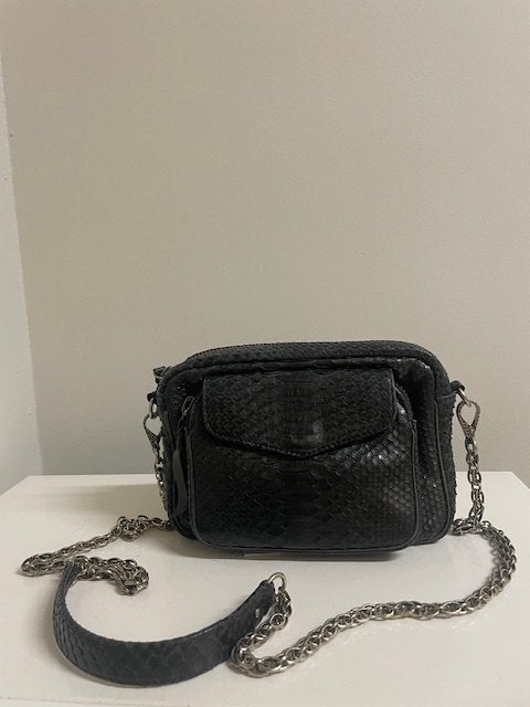 Handtas Claris Virot, zwart, python leder, Ophalen of Verzenden, Zo goed als nieuw, Zwart, Handtas