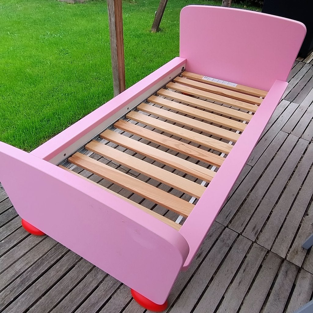 kinderbed , meisjesbed  ,roze, Ophalen, Gebruikt, 70 tot 85 cm, Lattenbodem