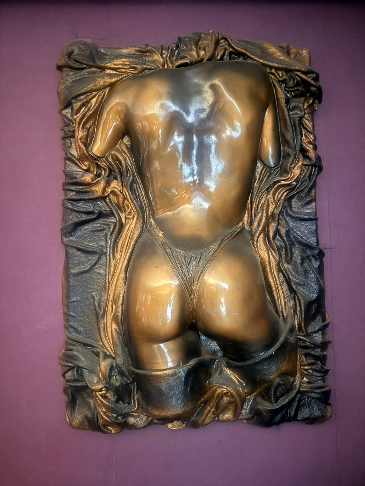Bronzen wandsculptuur torso reliëf, Antiek en Kunst, Ophalen