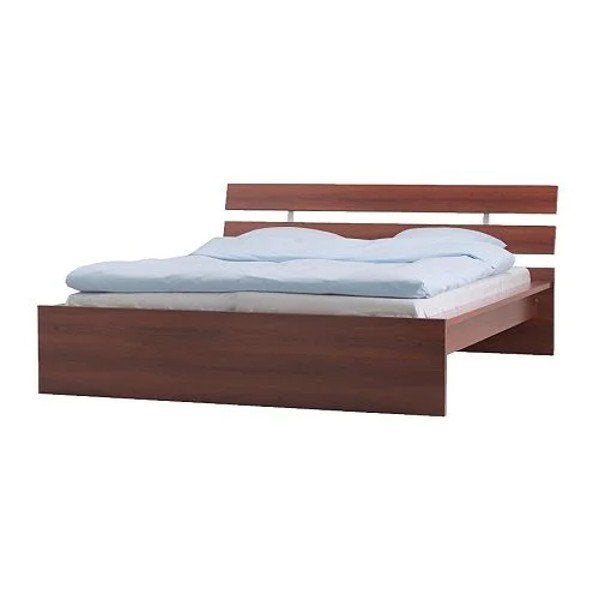 Ikea Hopen tweepersoonsbed met lattenbodems in bruin, Ophalen, Gebruikt, Bruin, Tweepersoons