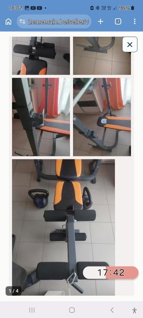 Banc musculation et une barre, Sport en Fitness, Fitnessmaterialen, Ophalen, Zo goed als nieuw, Benen, Fitnessbank