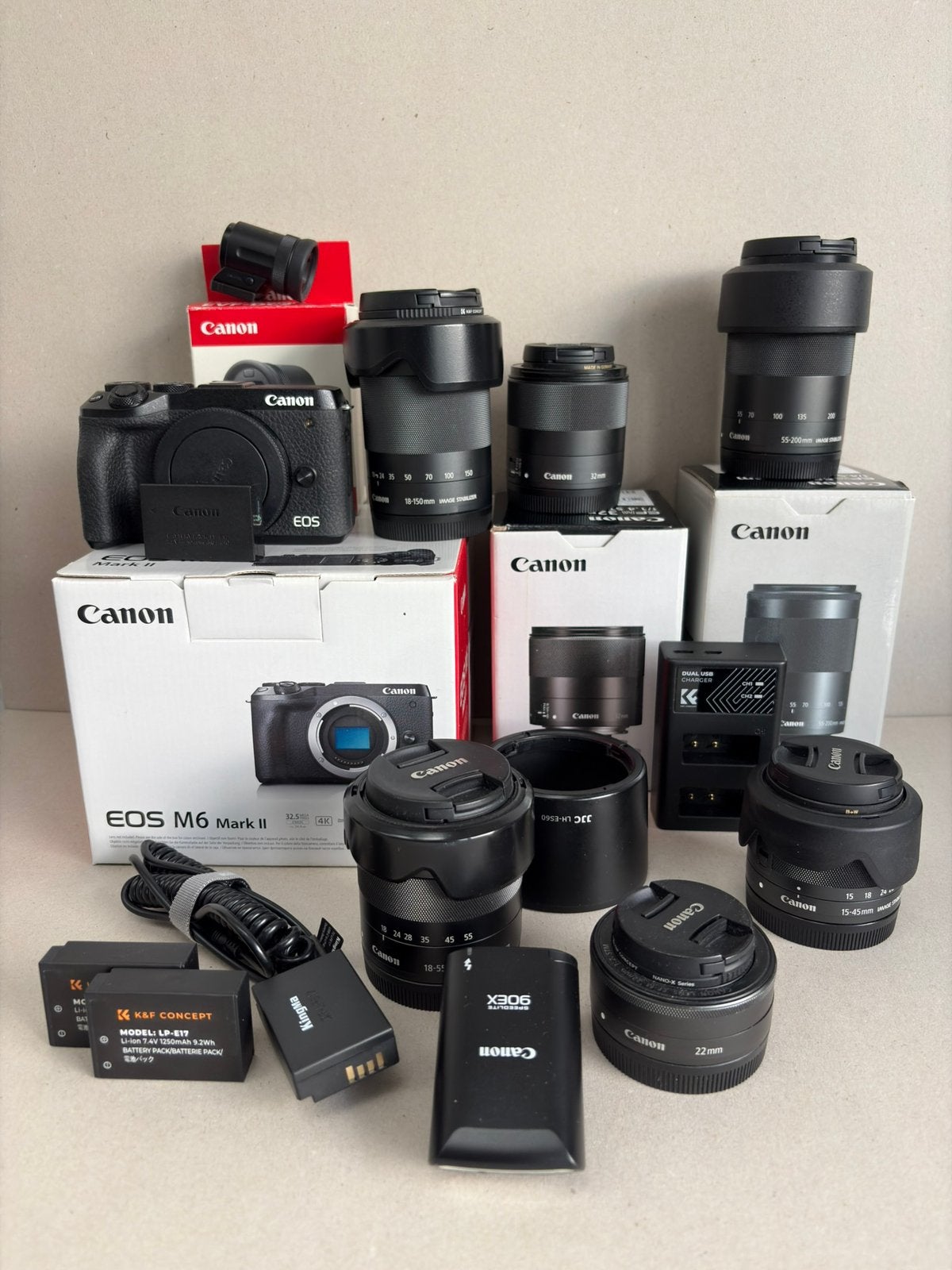 Canon m6 mark 2 + lenzen + accessoires, Enlèvement ou Envoi, Comme neuf, 33 Mégapixel, Canon