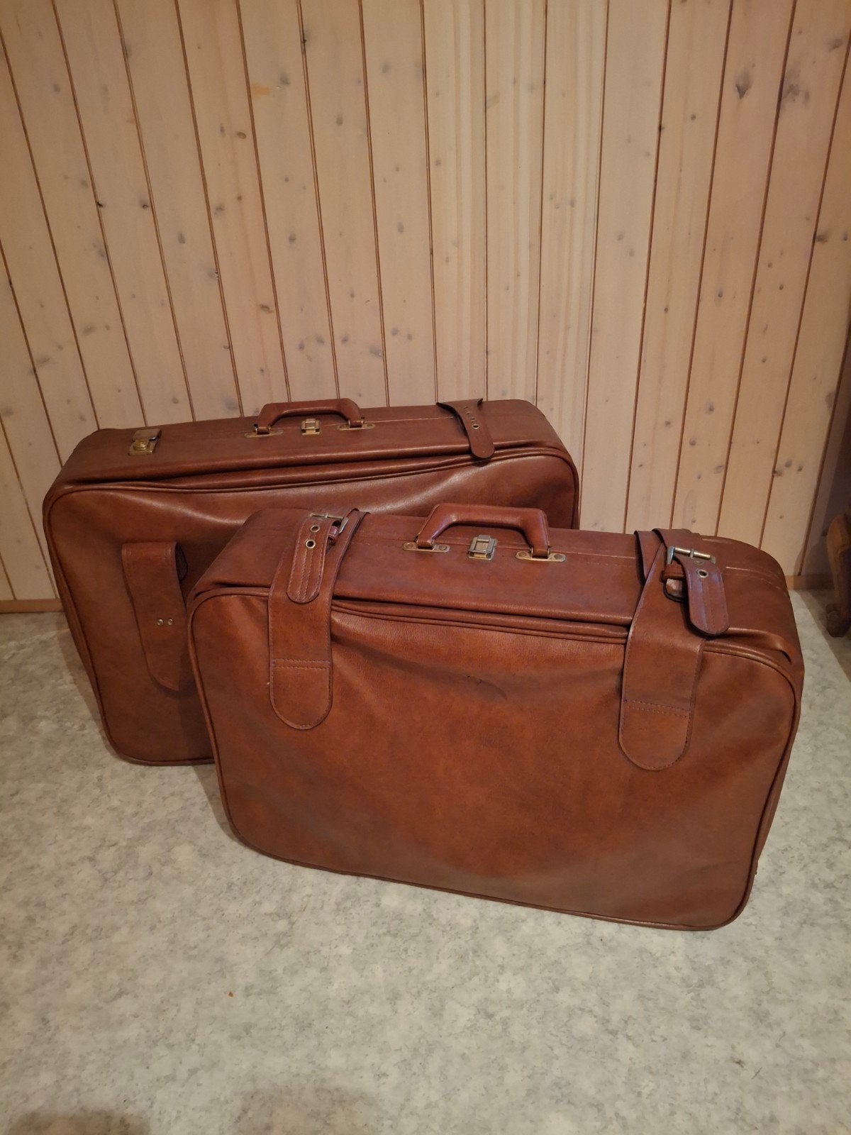 set van vintage reiskoffers, Ophalen, Gebruikt, 50 tot 60 cm, Leer