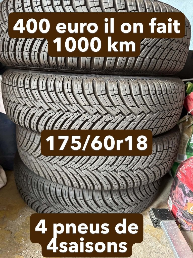 4 pneus 4 saisons 175/60R18 pour 400 euro, Autos : Pièces & Accessoires, Pneus & Jantes, Neuf, 4 Saisons, 175 mm, Véhicule de tourisme