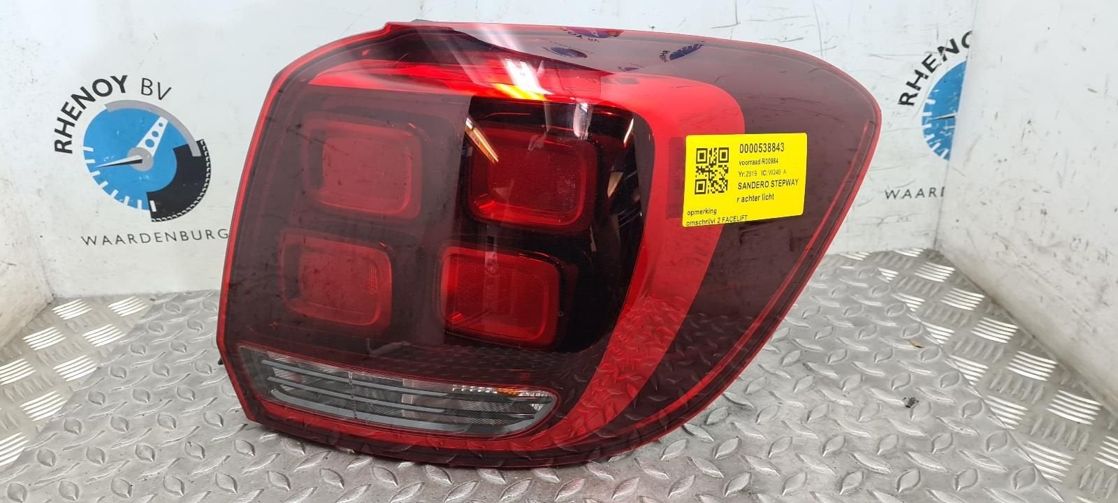 DACIA SANDERO STEPWAY ACHTERLICHT R 265506147R 2019, Auto-onderdelen, Ophalen of Verzenden, Gebruikt, ARN erkend