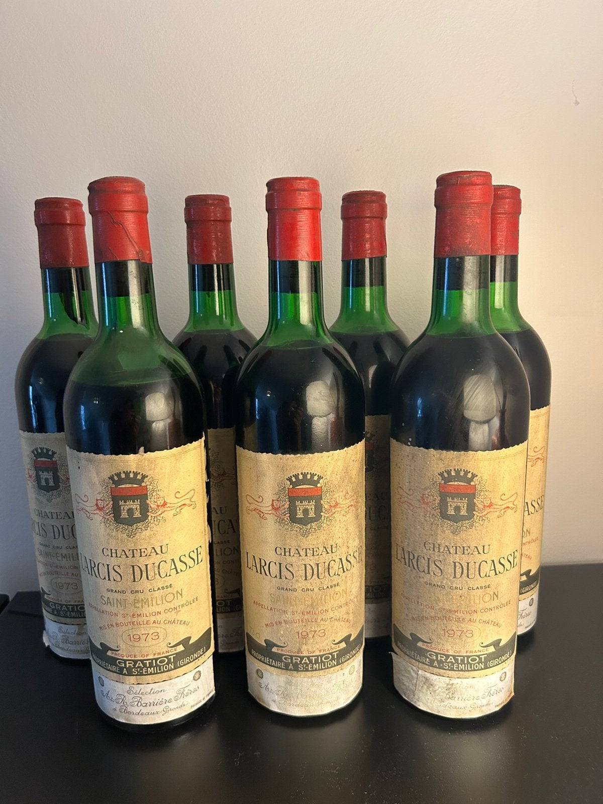 Lot 7 flessen Chateau Larcis Ducasse van 1973, Verzamelen, Ophalen of Verzenden, Nieuw